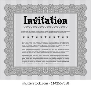 Grey Formal invitation. Modern design. Vector illustration. With guilloche pattern and background. 
