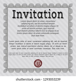 Grey Formal invitation. Money Pattern. With complex linear background. Detailed. 