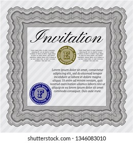 Grey Formal invitation. Money Pattern design. With guilloche pattern and background. Vector illustration. 