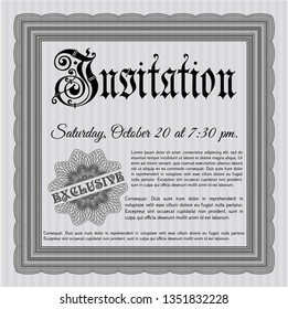 Grey Formal invitation. Money Pattern. Vector illustration. With linear background. 