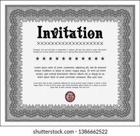 Grey Formal invitation. Money Pattern. With great quality guilloche pattern. Detailed. 