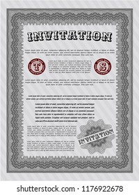 Grey Formal invitation. Money style design. Vector illustration. Easy to print. 