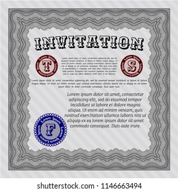 Grey Formal invitation. Nice design. Printer friendly. Customizable, Easy to edit and change colors. 