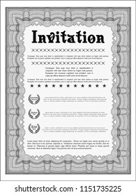 Grey Formal invitation. Nice design. Detailed. With linear background. 