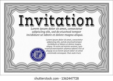 Grey Formal invitation. Nice design. Printer friendly. Customizable, Easy to edit and change colors. 