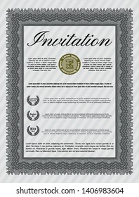 Grey Formal invitation. Nice design. With complex background. Customizable, Easy to edit and change colors. 