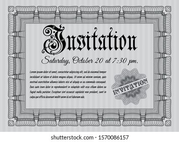Grey Formal invitation. Nice design. Detailed. Easy to print. 