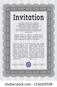 Grey Formal invitation. Perfect design. With background. Vector illustration. 