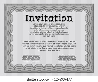 Grey Formal invitation. Perfect design. With linear background. Vector illustration. 