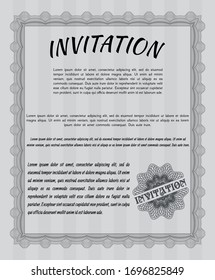 Grey Formal invitation. Perfect design. Detailed. Easy to print. 
