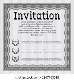 Grey Formal invitation. Printer friendly. Perfect design. Vector illustration. 