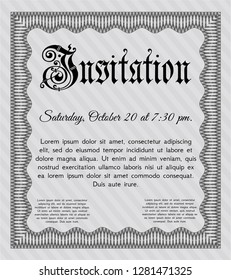 Grey Formal invitation. Printer friendly. Lovely design. Vector illustration. 