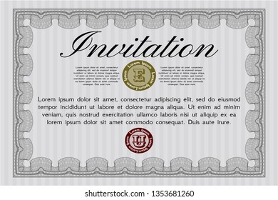 Grey Formal invitation. Printer friendly. Nice design. Customizable, Easy to edit and change colors. 