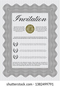 Grey Formal invitation. Printer friendly. Excellent design. Vector illustration. 