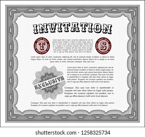 Grey Formal invitation. With quality background. Elegant design. Detailed. 