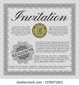 Grey Formal invitation. With quality background. Beauty design. Vector illustration. 