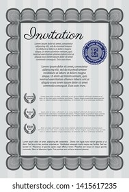 Grey Formal invitation. With quality background. Modern design. Detailed. 