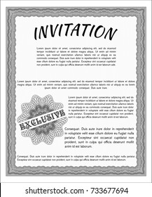 Grey Formal invitation. With quality background. Good design. Vector illustration. 