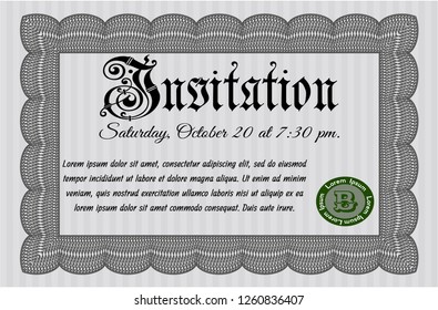 Grey Formal invitation. Retro design. Complex background. Vector illustration. 