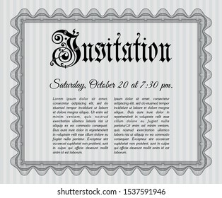 Grey Formal invitation. Retro design. Complex background. Detailed. 