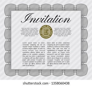 Grey Formal invitation. Sophisticated design. With background. Vector illustration. 