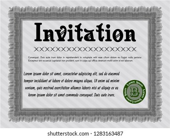 Grey Formal invitation. Superior design. Detailed. Complex background. 