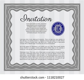 Grey Formal invitation template. With background. Vector illustration. Money design. 