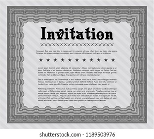 Grey Formal invitation template. With background. Elegant design. Vector illustration. 
