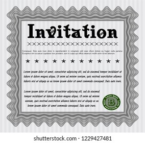 Grey Formal invitation template. With background. Perfect design. Detailed. 