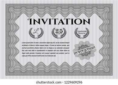 Grey Formal invitation template. With background. Cordial design. Customizable, Easy to edit and change colors. 