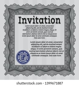 Grey Formal invitation template. With background. Vector illustration. Money design. 