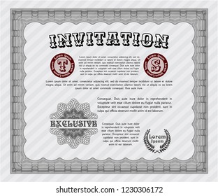 Grey Formal invitation template. Beauty design. With complex background. Vector illustration. 