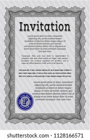 Grey Formal invitation template. Complex background. Detailed. Nice design. 