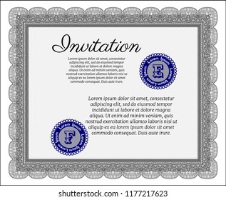 Grey Formal invitation template. Complex background. Excellent design. Customizable, Easy to edit and change colors. 