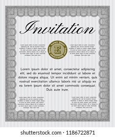 Grey Formal invitation template. With complex linear background. Money design. Vector illustration. 