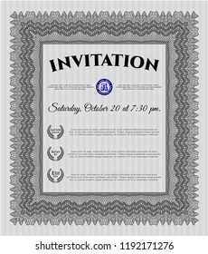 Grey Formal invitation template. With complex background. Elegant design. Detailed. 