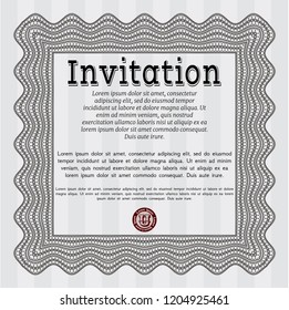 Grey Formal invitation template. With complex background. Money Pattern. Detailed. 