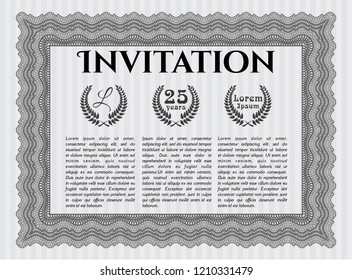 Grey Formal invitation template. With complex linear background. Customizable, Easy to edit and change colors. Money Pattern. 