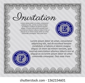 Grey Formal invitation template. With complex linear background. Customizable, Easy to edit and change colors. Excellent design. 