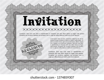 Grey Formal invitation template. Complex background. Excellent design. Detailed. 
