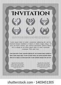 Grey Formal invitation template. With complex linear background. Customizable, Easy to edit and change colors. Sophisticated design. 