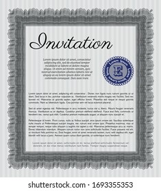 Graue offizielle Einladungsvorlage. Mit komplexem, linearem Hintergrund. Vektorillustration. Hervorragendes Design. 
