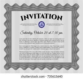 Grey Formal invitation template. With complex background. Vector illustration. Good design. 