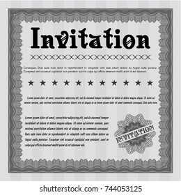 Grey Formal invitation template. With complex background. Sophisticated design. Vector illustration. 