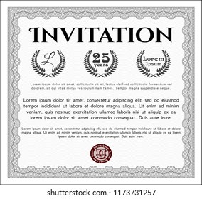 Grey Formal invitation template. Cordial design. With great quality guilloche pattern. Customizable, Easy to edit and change colors. 