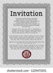 Grey Formal invitation template. Cordial design. With great quality guilloche pattern. Vector illustration. 