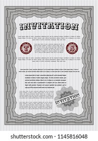 Grey Formal invitation template. Customizable, Easy to edit and change colors. With linear background. Modern design. 