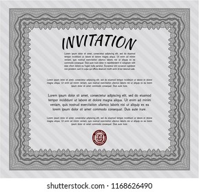 Grey Formal invitation template. Customizable, Easy to edit and change colors. With guilloche pattern. Superior design. 