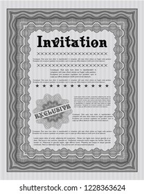 Grey Formal invitation template. Customizable, Easy to edit and change colors. With guilloche pattern. Sophisticated design. 