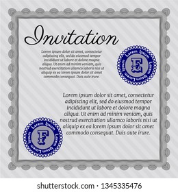 Grey Formal invitation template. Customizable, Easy to edit and change colors. With complex linear background. Superior design. 